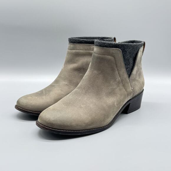 Vionic Boots Womens 8 Gray Brown Leather Joslyn Weather Resistant Ankle Booties - Picture 3 of 11